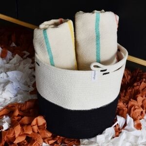 MIA MELANGE Foldable Cotton Handcrafted Basket Storage Plant Pot Holder NWT